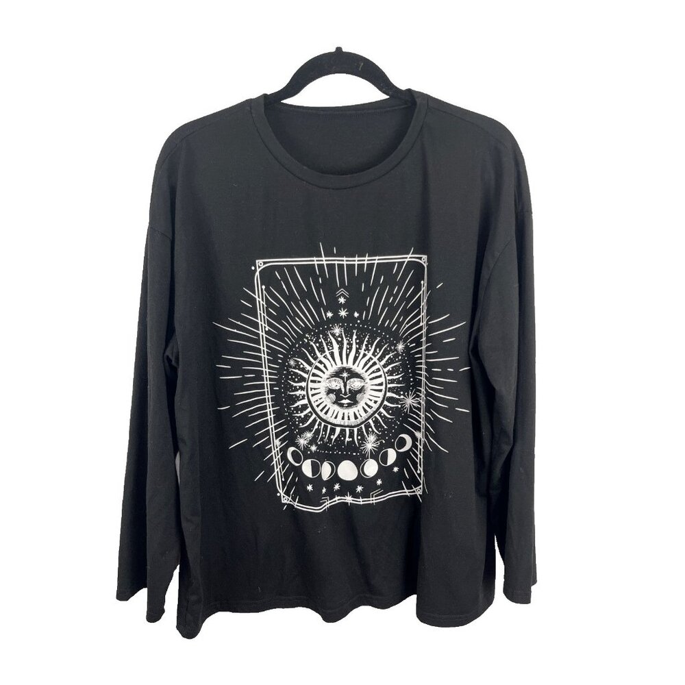Unbranded 90s-Style Sun Moon Solstice Long-Sleeved T-Shirt Women's Size L